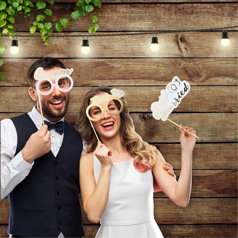 Soul Shift gold foil print prop adds sparkle to wedding photos.
