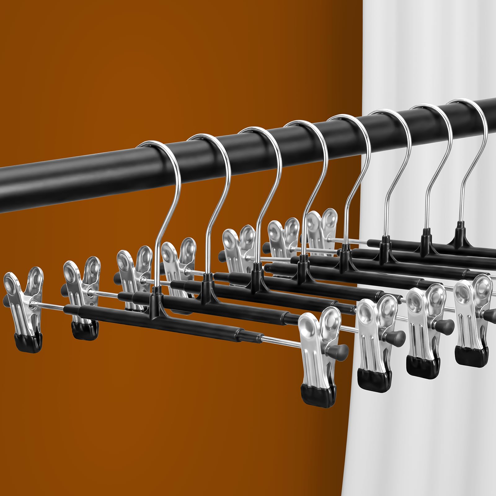 SOULNAMAN pants hangers with clips secure garments and save closet space.