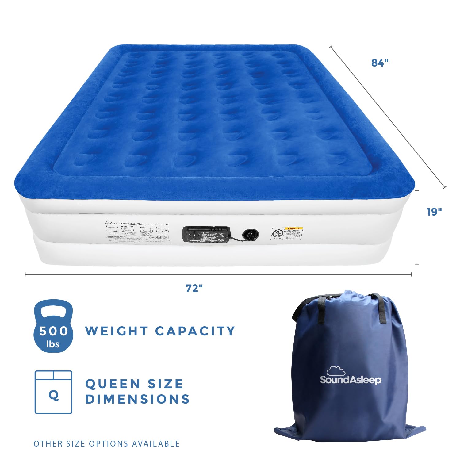 SoundAsleep Dream Series built-in pump for quick, simple inflation.