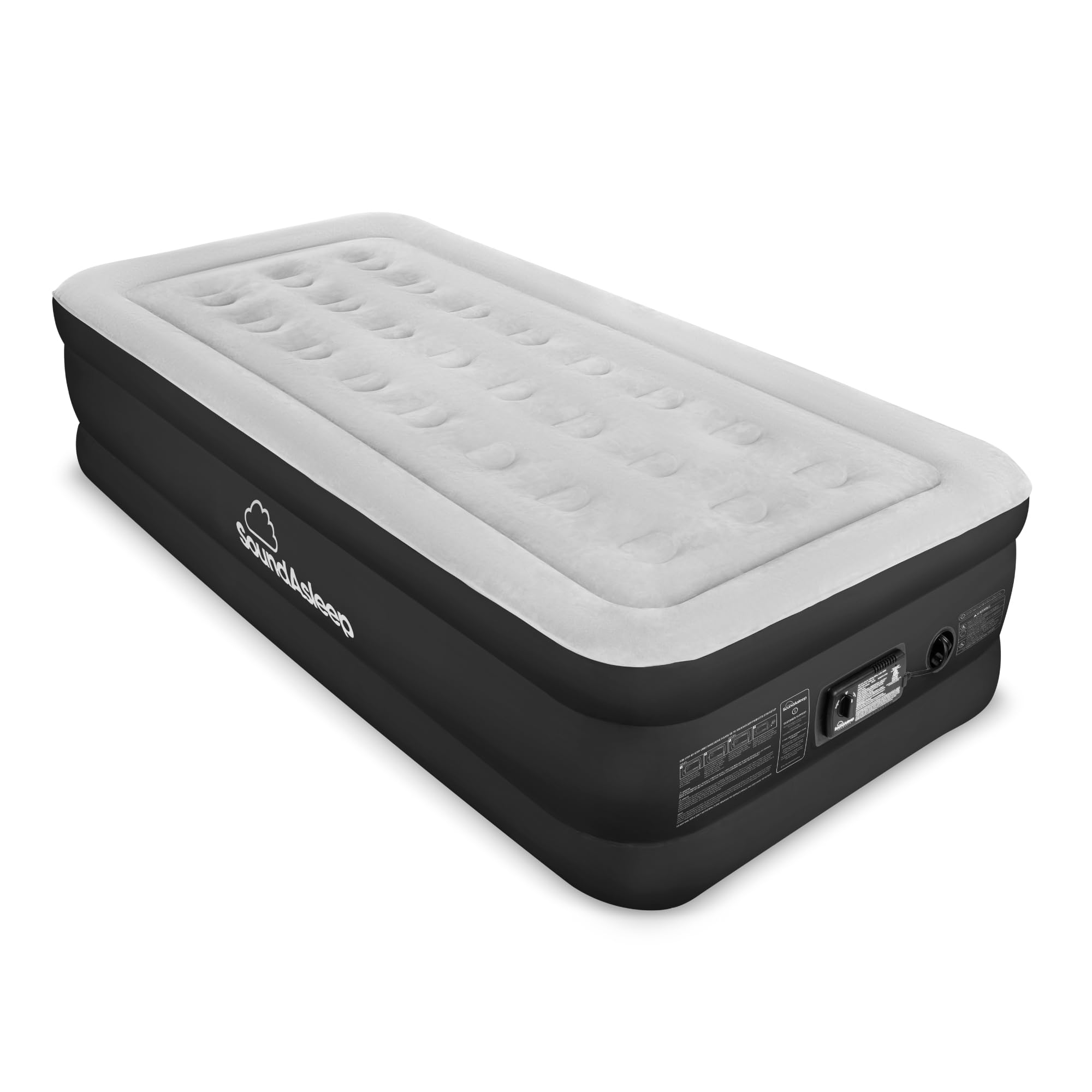 SoundAsleep Dream Series double-height raised mattress provides a stable sleeping surface.