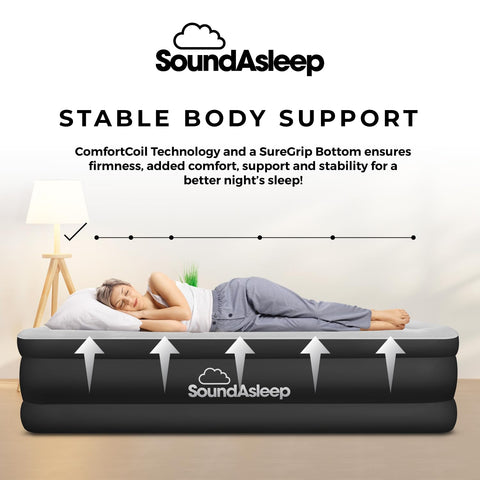 SoundAsleep Dream Series dual-chamber design supports stable air distribution.