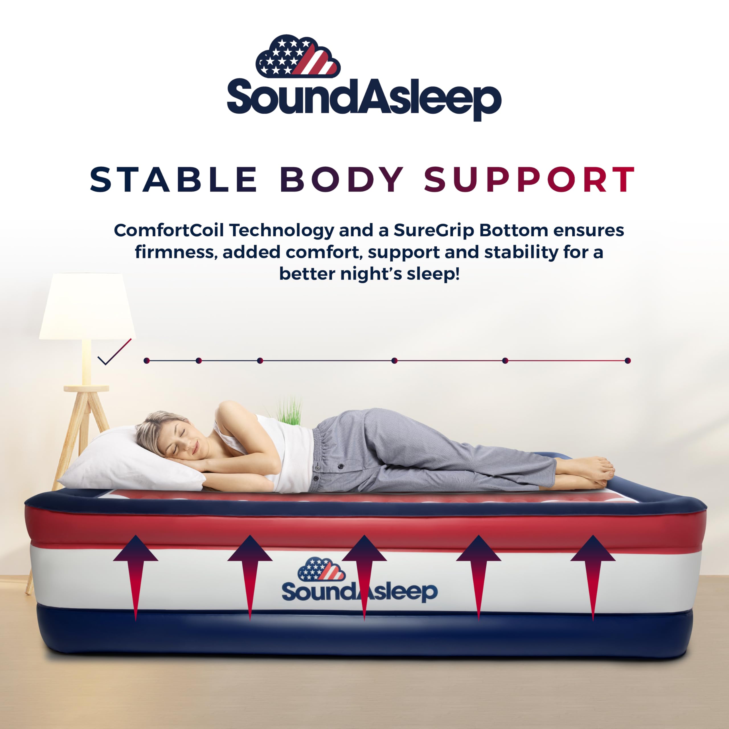 SoundAsleep Dream Series inflates in under four minutes for fast, effortless setup.