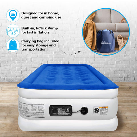 SoundAsleep Dream Series waterproof flocked top provides comfy, easy-to-clean sleeping surface