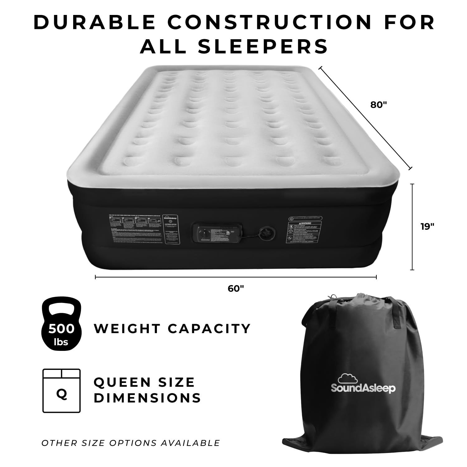 SoundAsleep Dream Series puncture-resistant PVC ensures long-lasting durability.