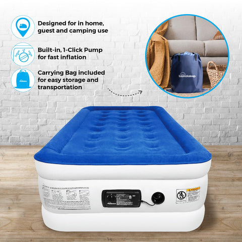 SoundAsleep Dream Series waterproof flocked top for comfortable cleaning.
