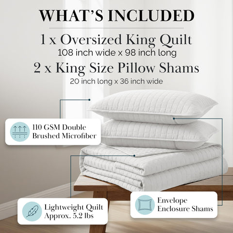 Southshore Fine Living king quilt set with shams in a bright, clean bedroom.