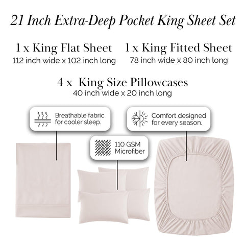 Oversized king flat sheet drapes generously over the bed for full coverage.