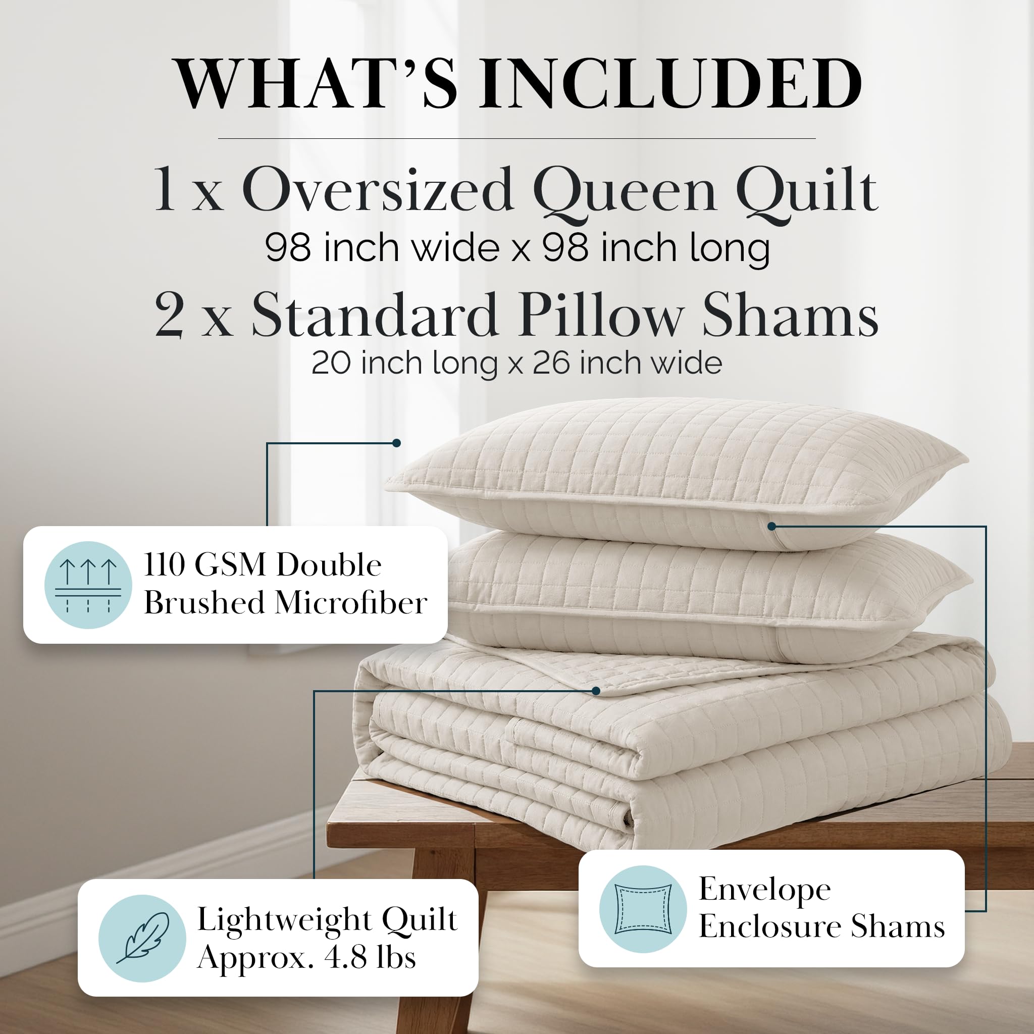 Southshore Fine Living quilt set placed on bed showcasing modern decor.