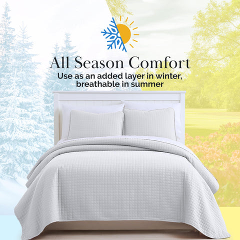 Southshore Fine Living white quilt adds crisp, clean aesthetics to any bedroom.