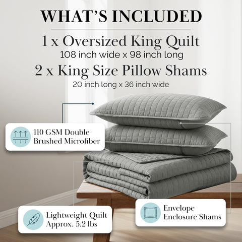 Southshore King Sham set in steel grey for coordinated bedding