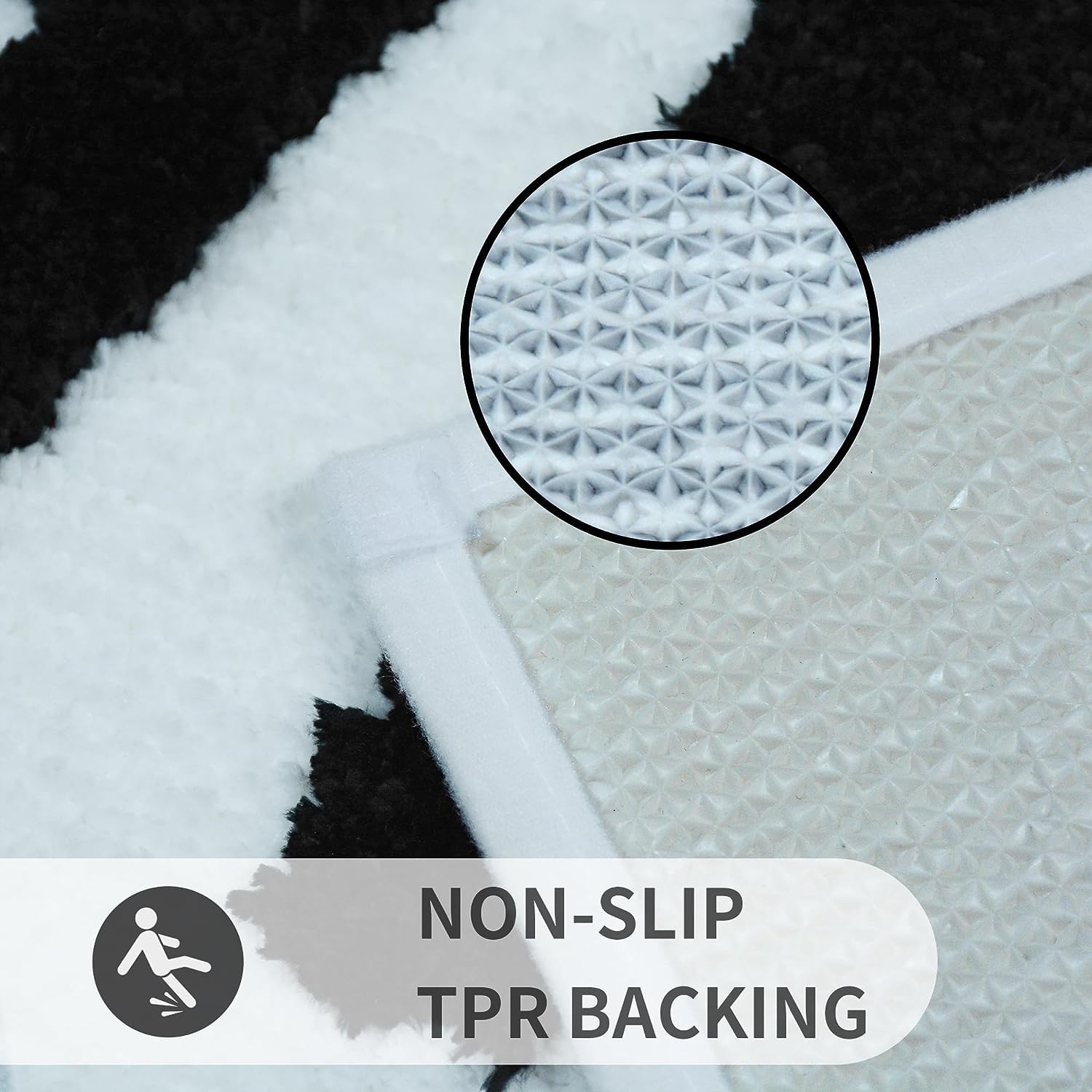 Sovelor non-slip backing bath mat enhances safety on wet surfaces.