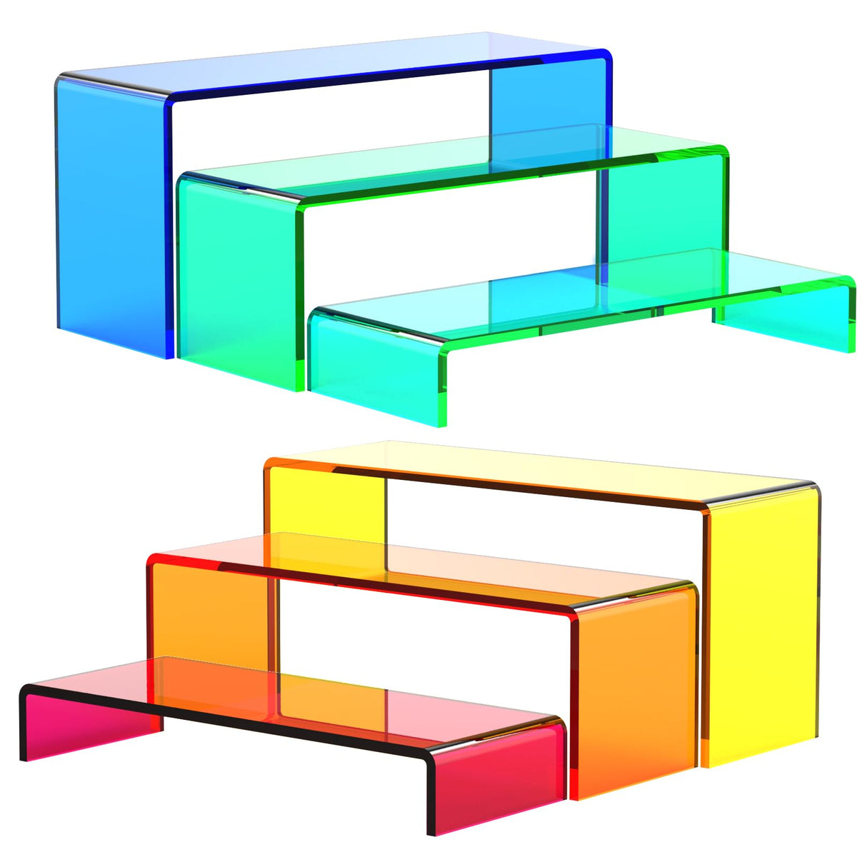 SOVQUEST 6-pcs risers 3-tiers desktop stands elevate items with clear visibility