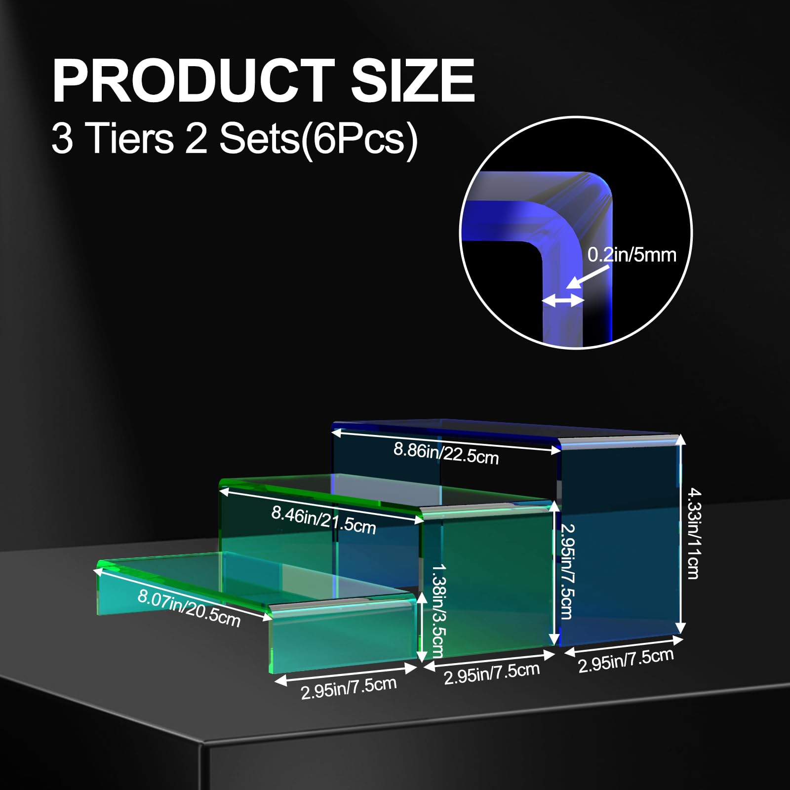 SOVQUEST clear acrylic risers 5mm thick showcase items with stable elevation