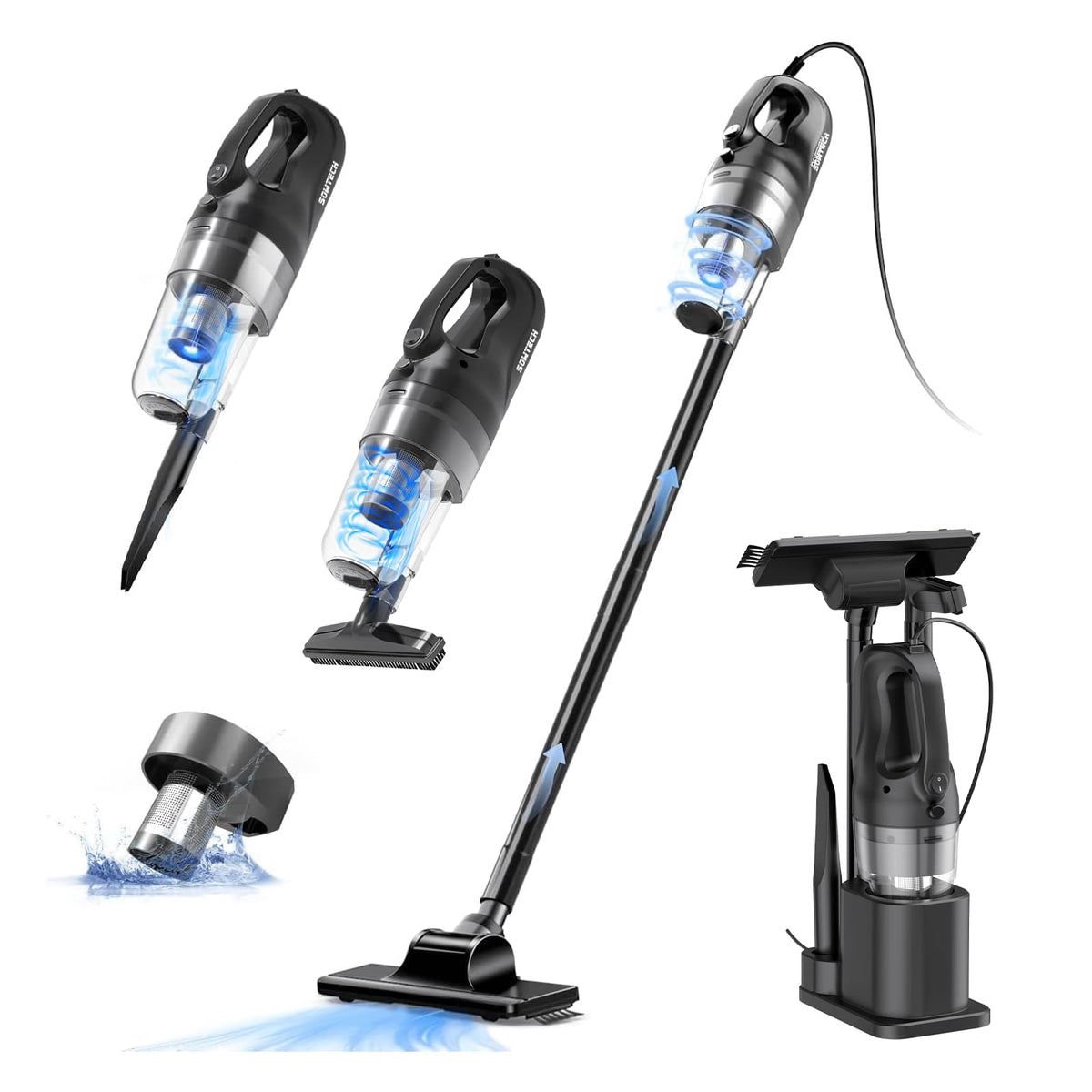 SOWTECH corded vacuum with powerful suction for hardwood floors and corners