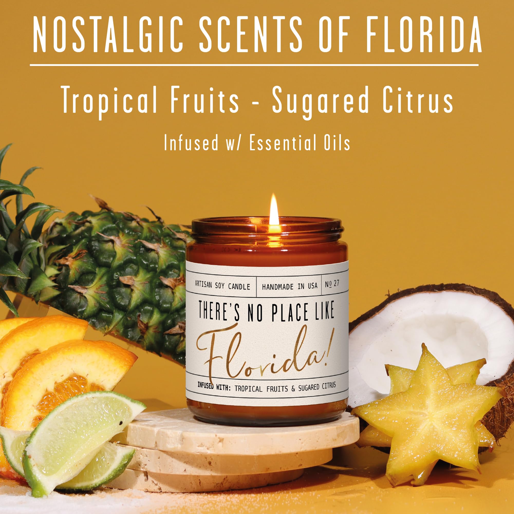 There’s No Place Like Florida candle with sugared citrus evokes Florida sunshine.
