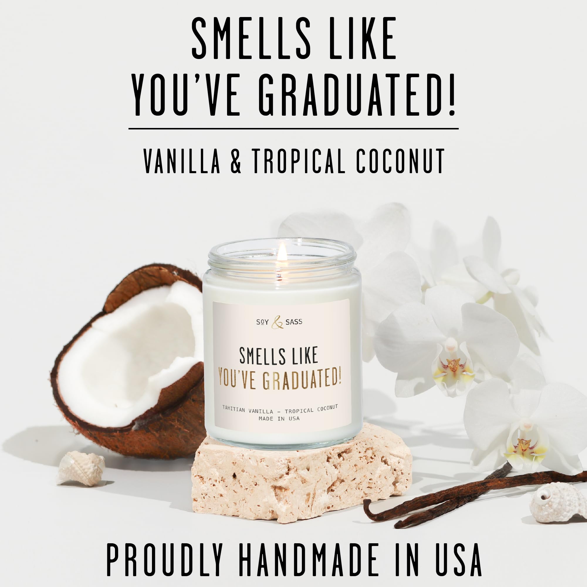Hand poured Soy and Sass USA candle in 9oz size ready for gifting