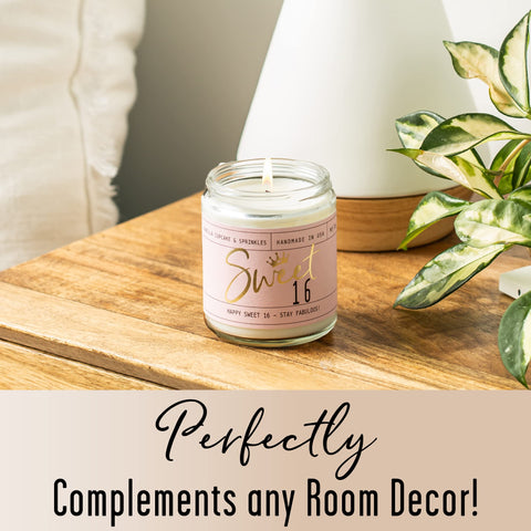 Lead-free cotton wick on Soy and Sass Sweet 16 candle