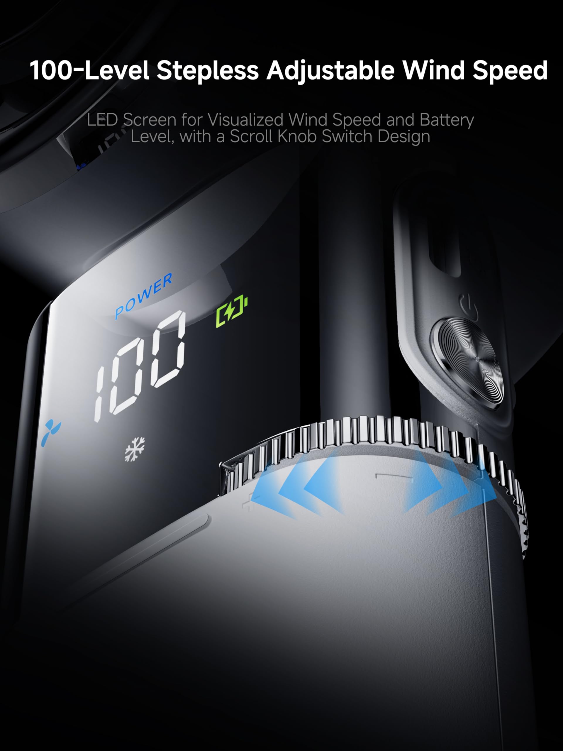 Handheld use on the go provides portable, strong airflow.
