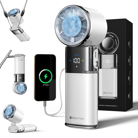 SP Space Player turbo fan delivers high-speed airflow for quick personal cooling.