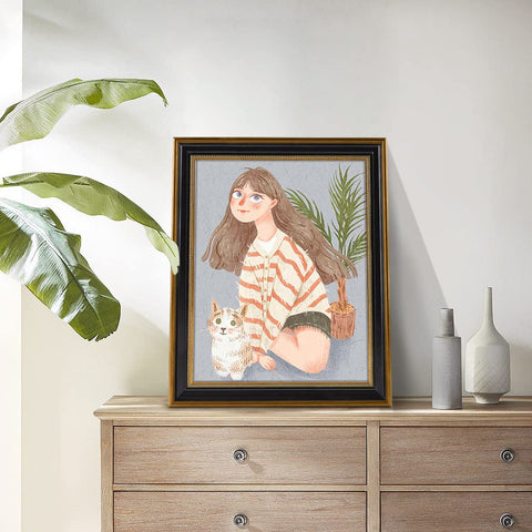 Space Art Deco black frame design with ornate gold accents for a refined look.