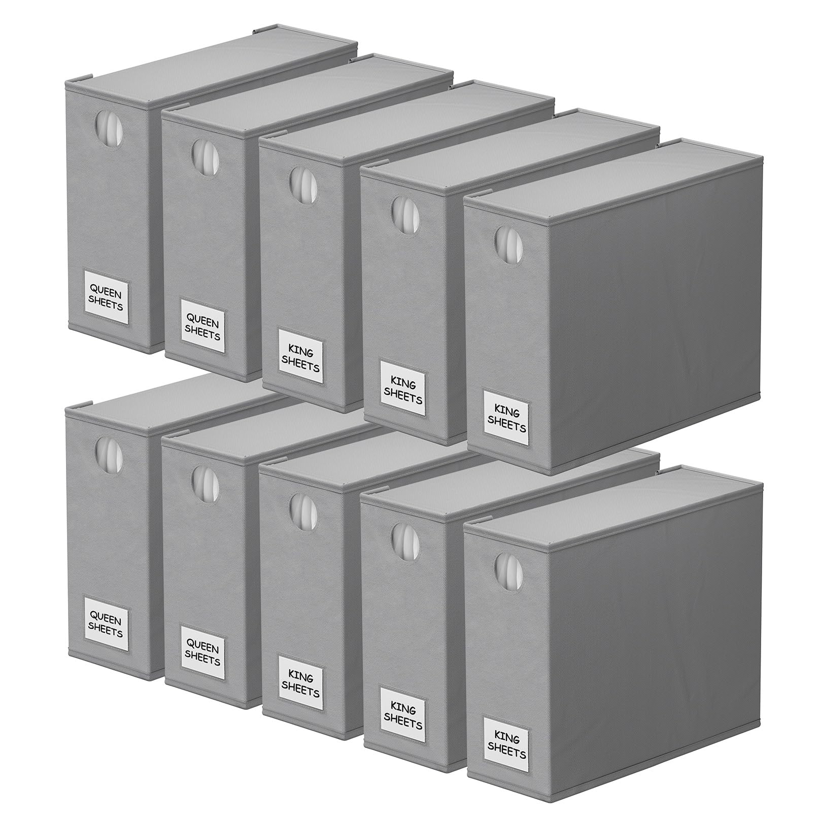 SpaceAid 10-pack bed sheet organizers keep linens neat and accessible in the closet.