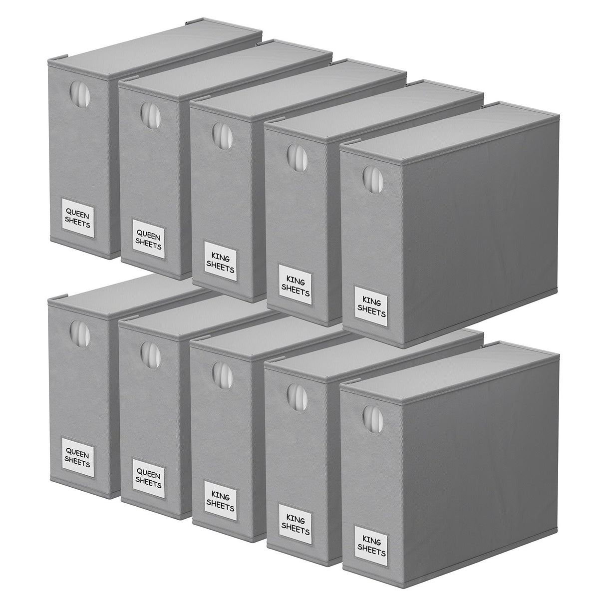 SpaceAid 10-pack bed sheet organizers keep linens neat and accessible in the closet.