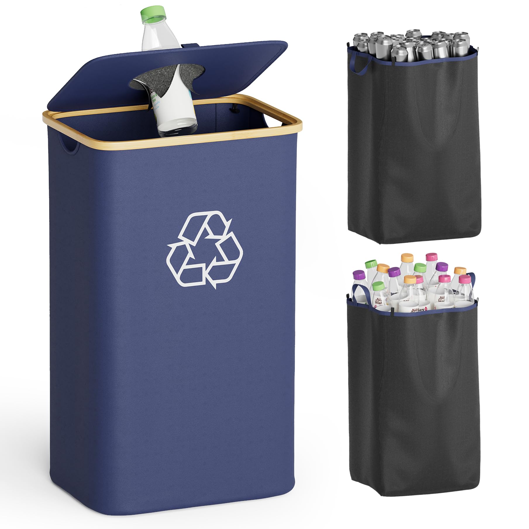 SpaceAid 26-gallon kitchen recycling bin front view highlights ample capacity for daily sorting.
