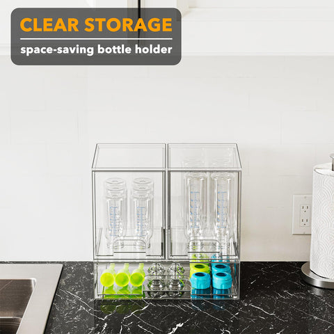 SpaceAid 3-pack stackable storage solution saves space on counters or shelves.