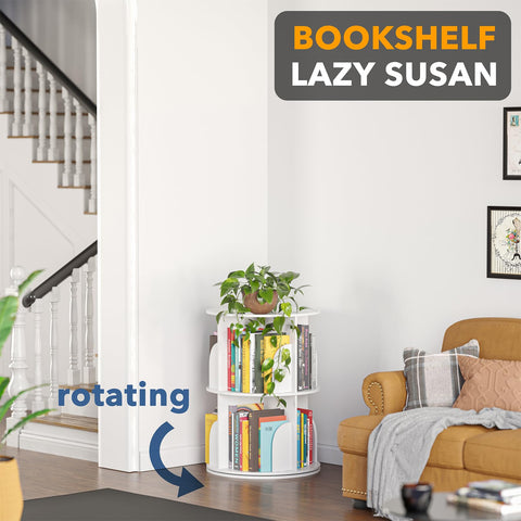 SpaceAid 360-degree rotate book shelf provides full visibility of titles