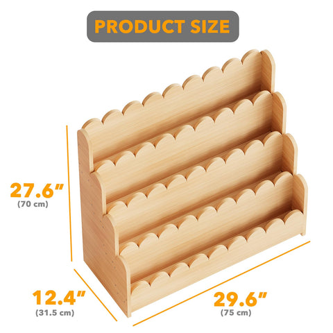 SpaceAid 4-Tier Scalloped Bookshelf classroom-display for organized front-facing reading.