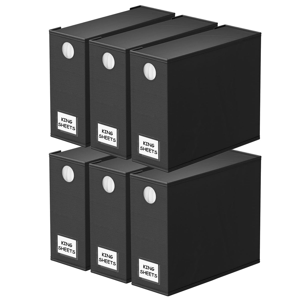 SpaceAid six-pack bed sheet organizers with circle window for quick color identification.