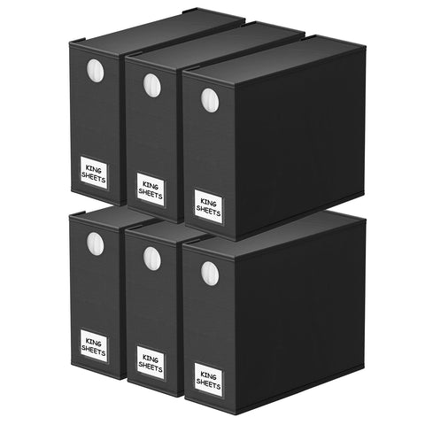 SpaceAid six-pack bed sheet organizers with circle window for quick color identification.