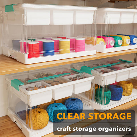 SpaceAid adjustable dividers enable customized compartments for beads and threads.