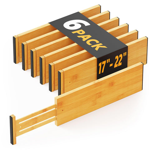 SpaceAid bamboo drawer divider in natural finish creates neat clothing compartments