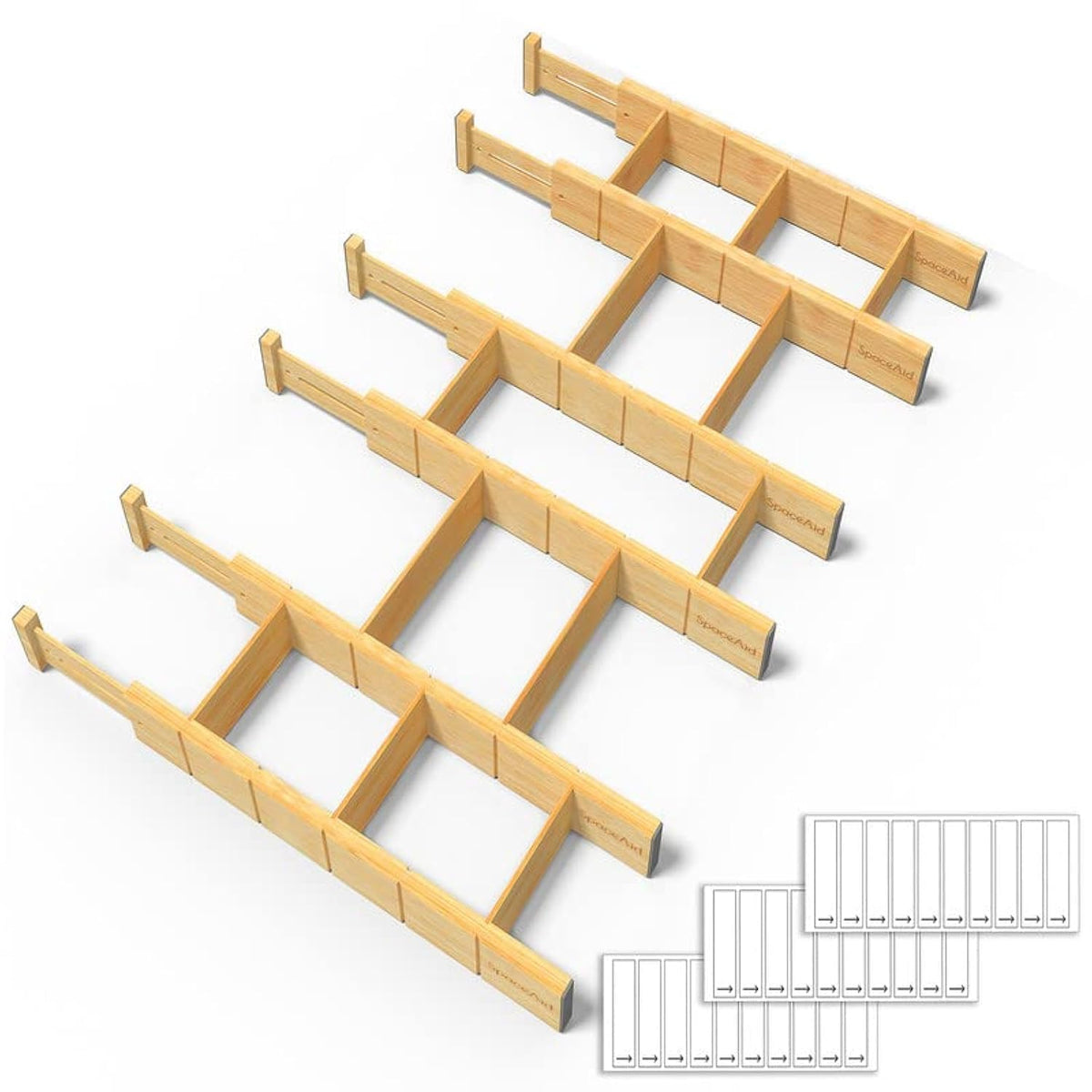 SpaceAid bamboo drawer divider setup improves utensil organization in the kitchen.