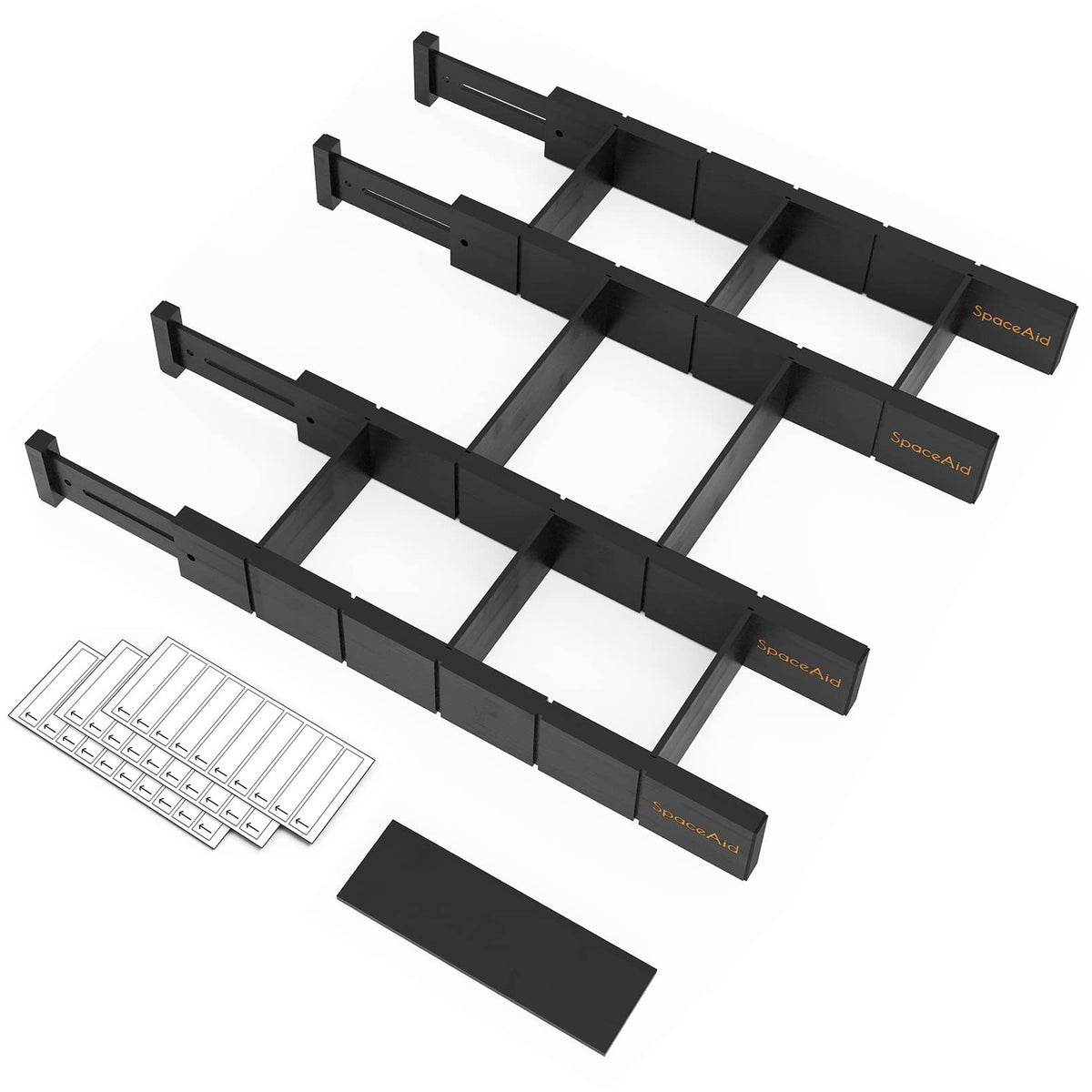 SpaceAid bamboo drawer dividers with 9 inserts for organized utensils