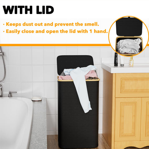SpaceAid bamboo handles ensure easy carrying of laundry.