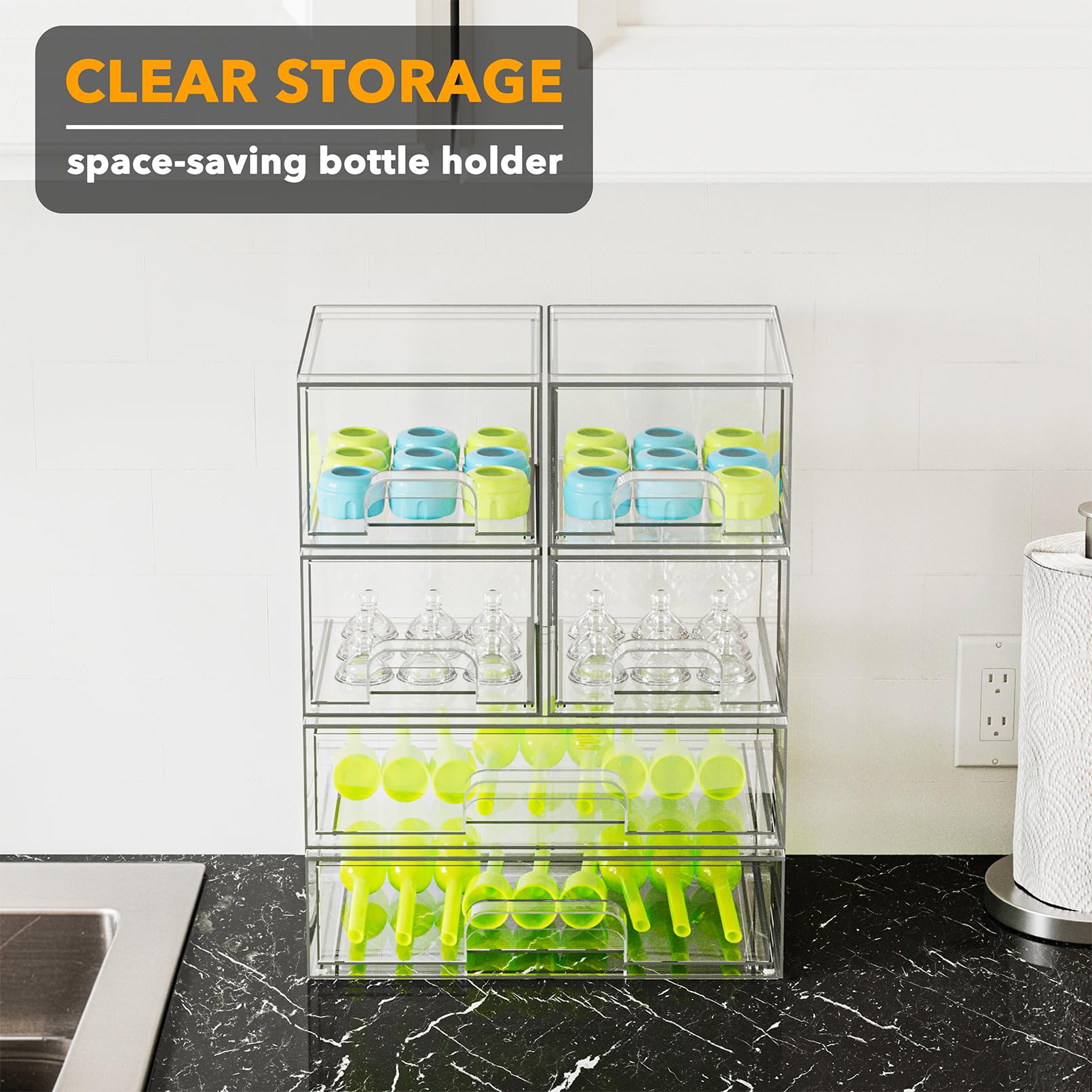 SpaceAid bathroom vanity storage 6-pack keeps essentials organized