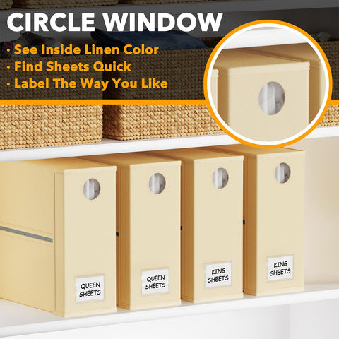 SpaceAid label cards included for instant linen identification in closet