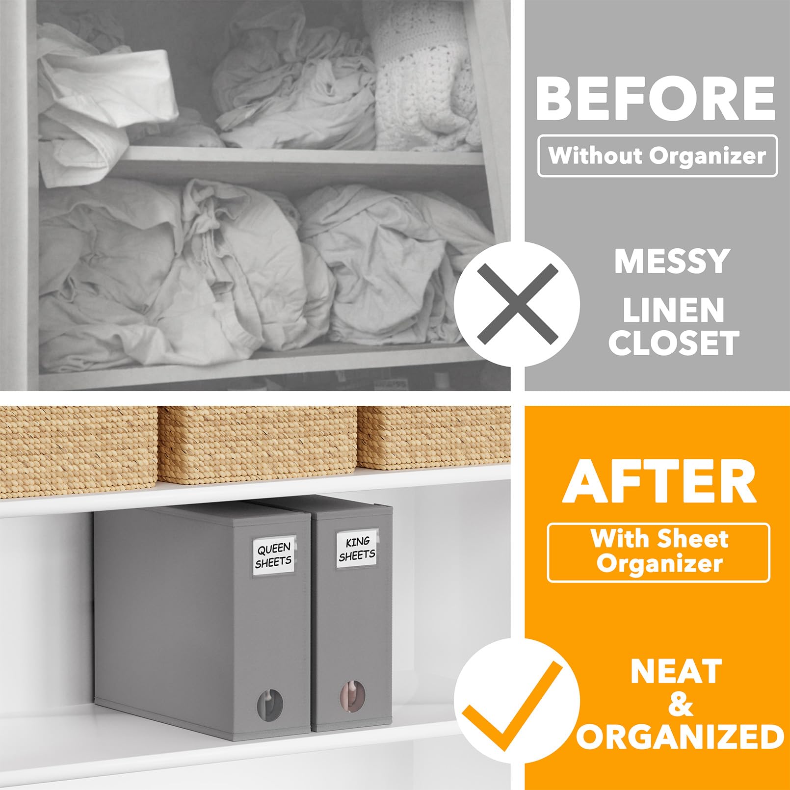 SpaceAid sheet organizers with removable label cards for quick content identification