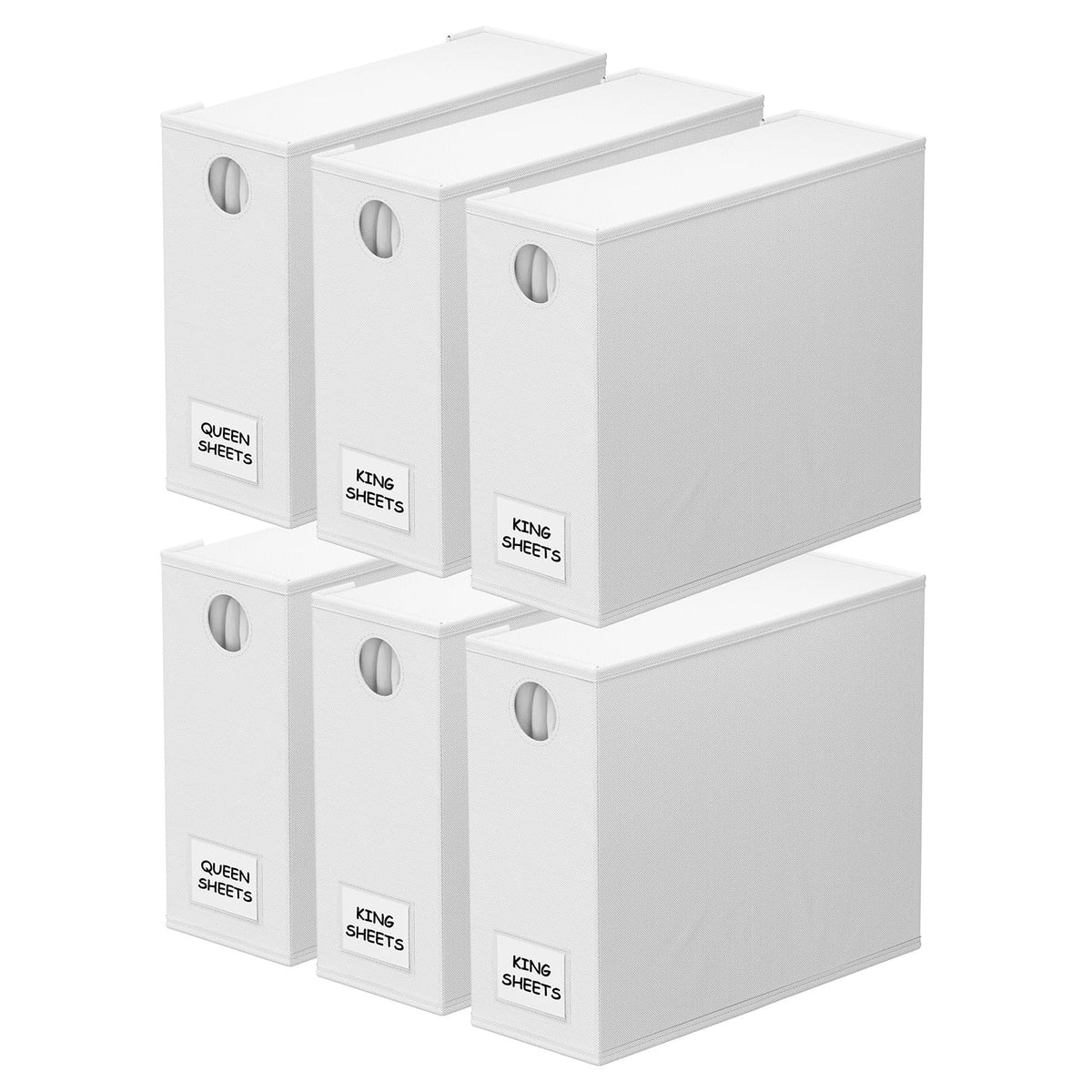 SpaceAid bed sheet organizers with a circle window let you see contents at a glance, easing closet tidying.
