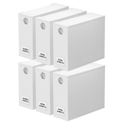 SpaceAid bed sheet organizers with a circle window let you see contents at a glance, easing closet tidying.
