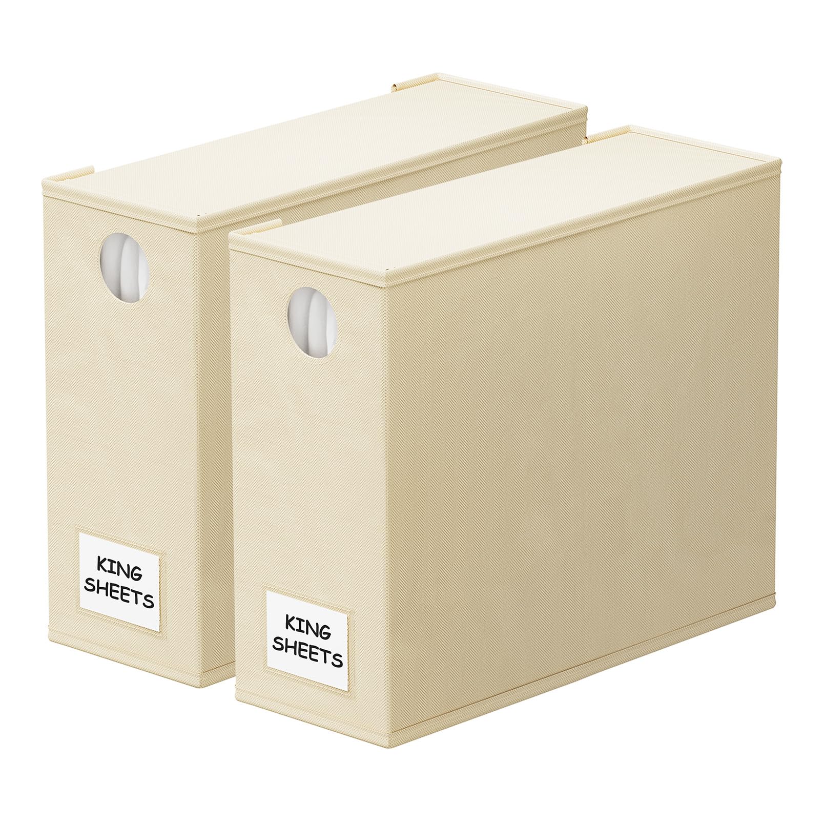 SpaceAid beige bed sheet organizer with circle window for quick content identification