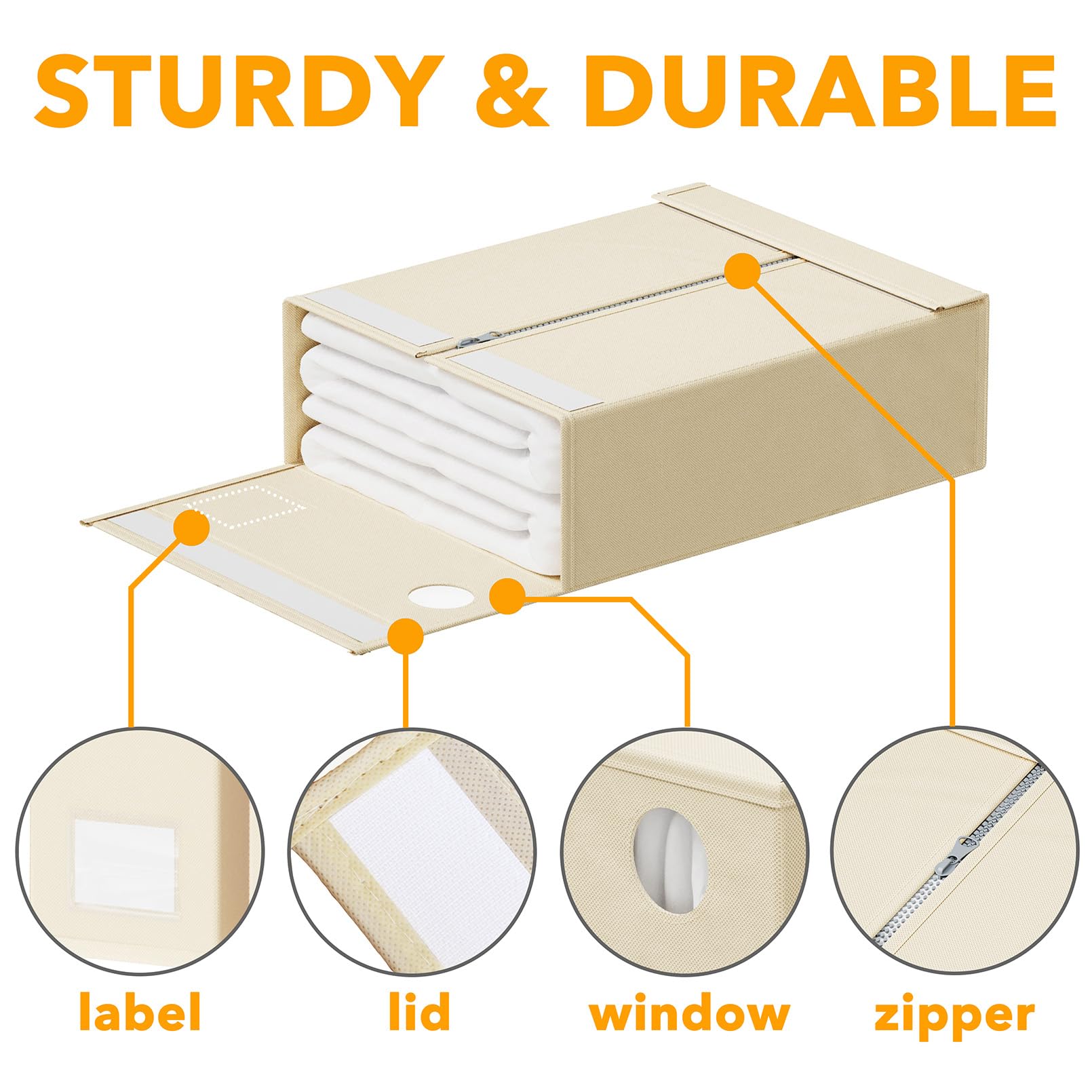 SpaceAid beige foldable sheet organizer with zip closure for easy packing