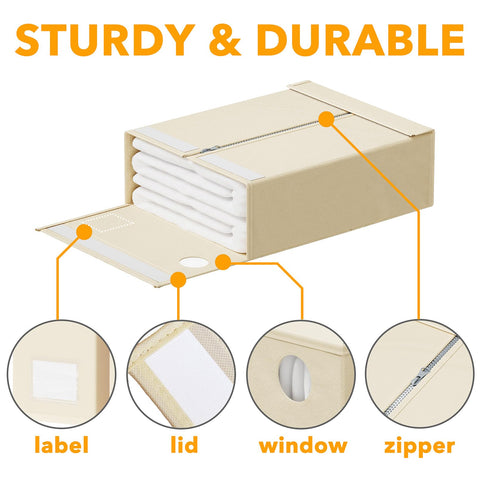 SpaceAid beige foldable sheet organizer with zip closure for easy packing