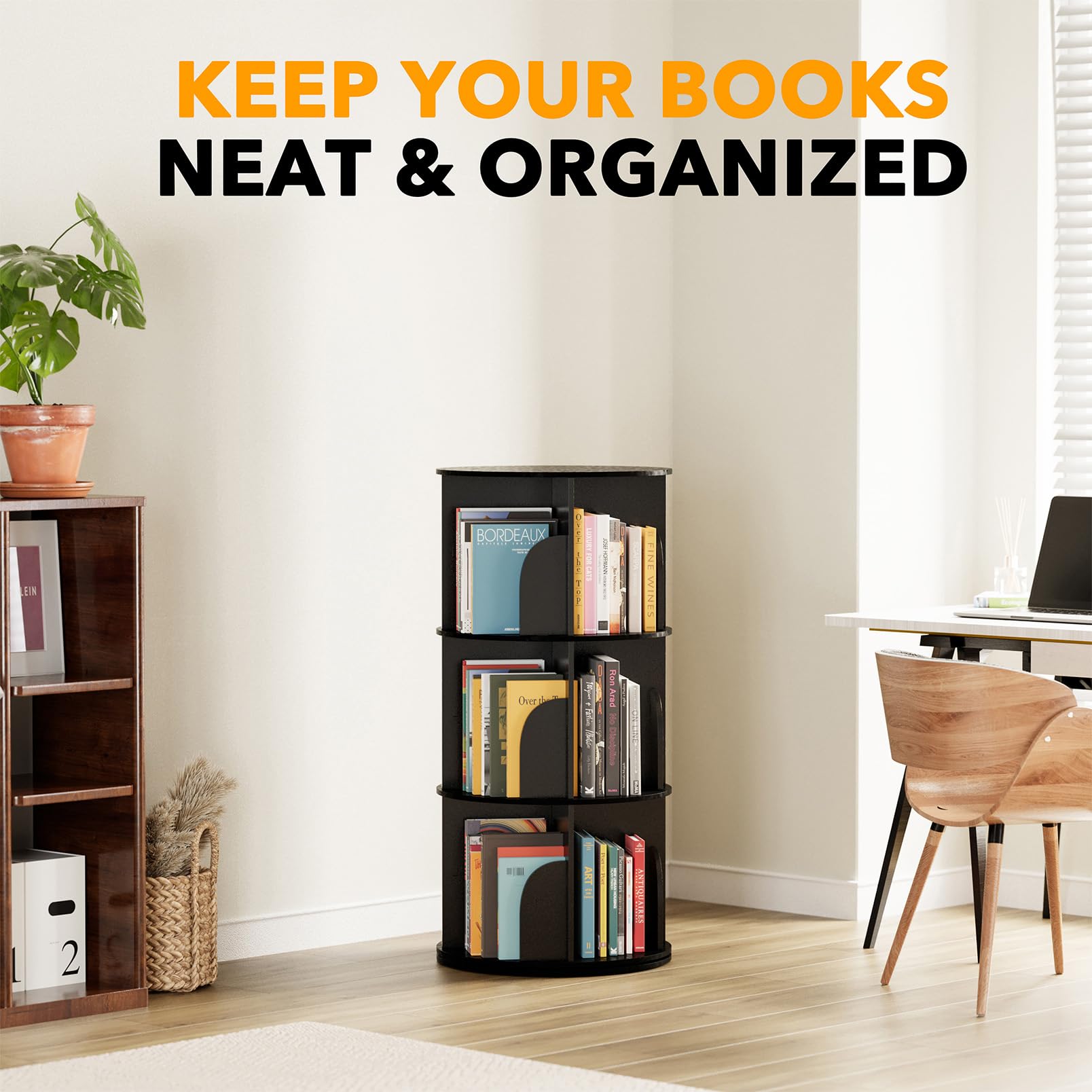SpaceAid sturdy solid-board construction supports books and accessories.