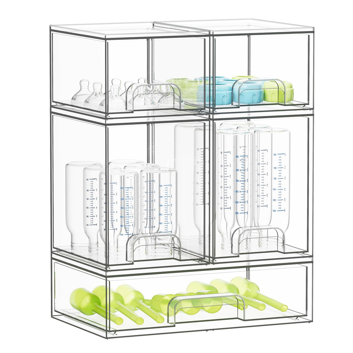 SpaceAid bottle storage 5-pack front view showing tidy countertop organization