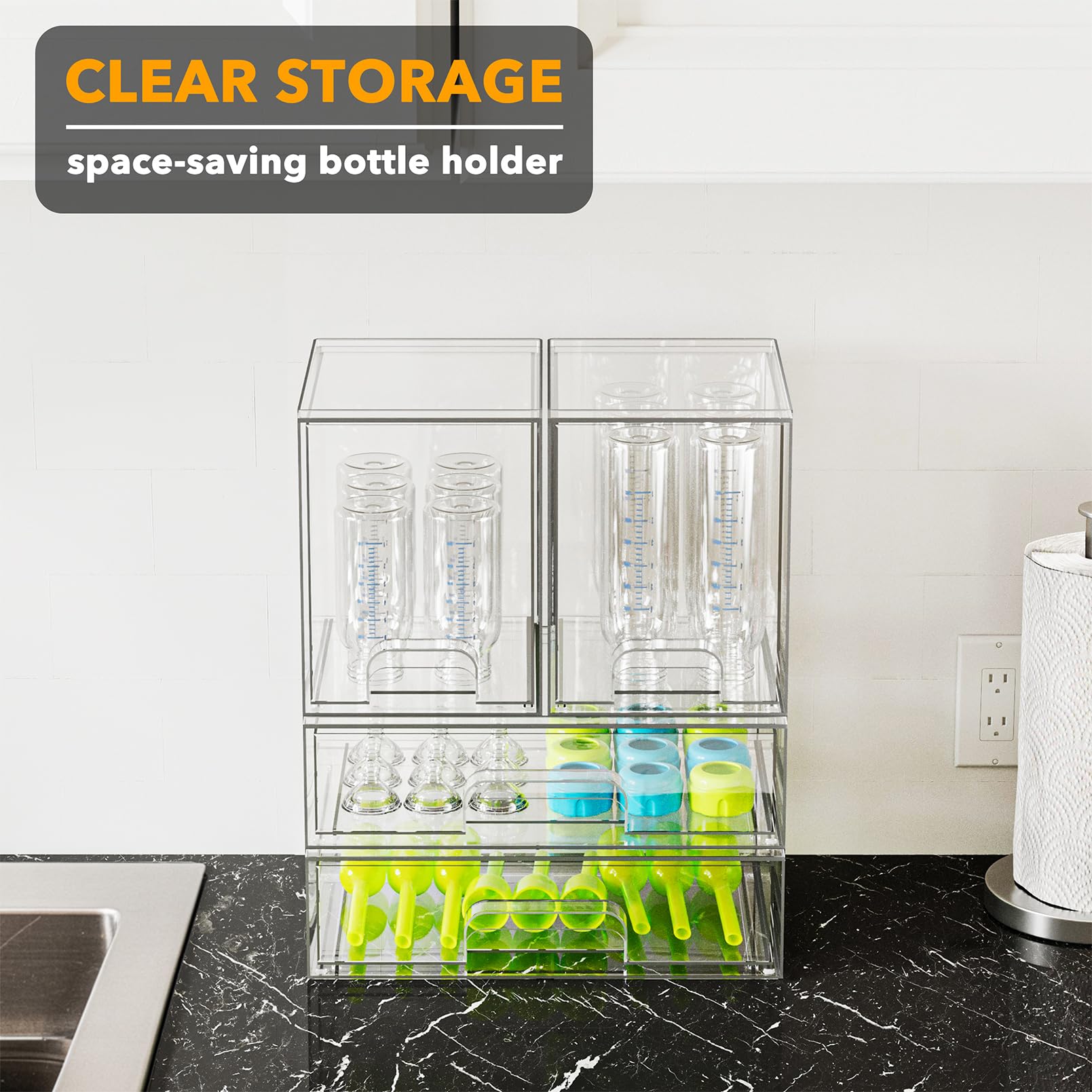 SpaceAid bottle organizer is a versatile storage solution for pantry, vanity, or cabinet.