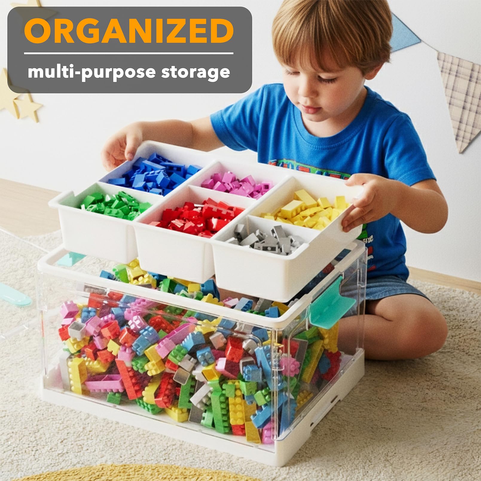 SpaceAid 24qt clear container shows through walls for quick item location.