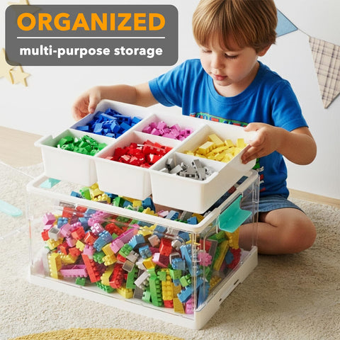 SpaceAid 24qt clear container shows through walls for quick item location.